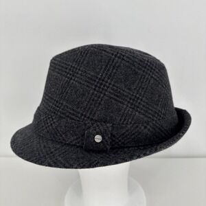 Stetson‎ Men's Wool Blend Gray Plaid Fedora Hat Large/Extra Large Vintage
